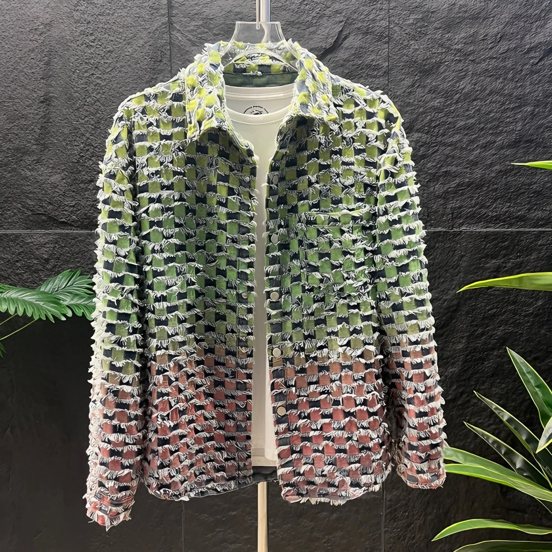 新品上新男士毛边撞色时尚翻领外套 8805 休闲秋季长袖 百搭港风