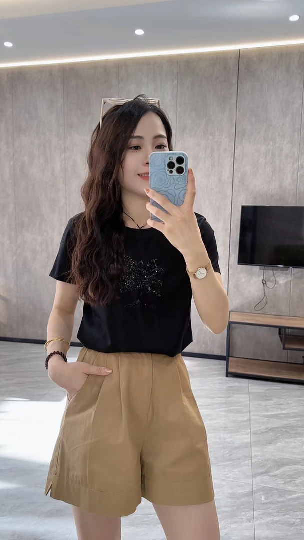 【卿她】时尚休闲百搭夏季半袖潮流气质T恤 1912