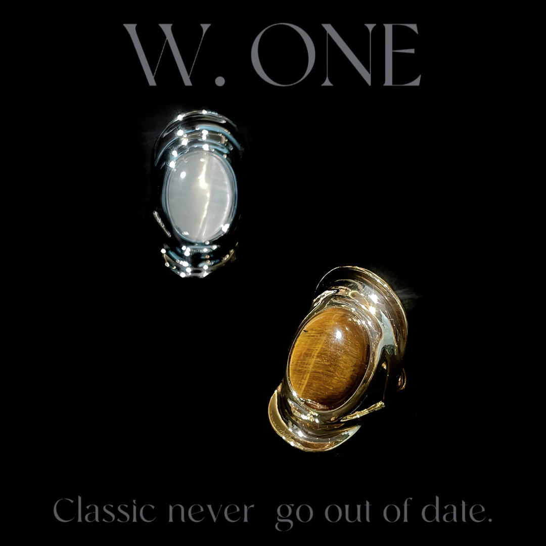 铜合金莫桑石戒指 【W. ONE】小众设计椭圆蝶贝戒高级感水波戒指