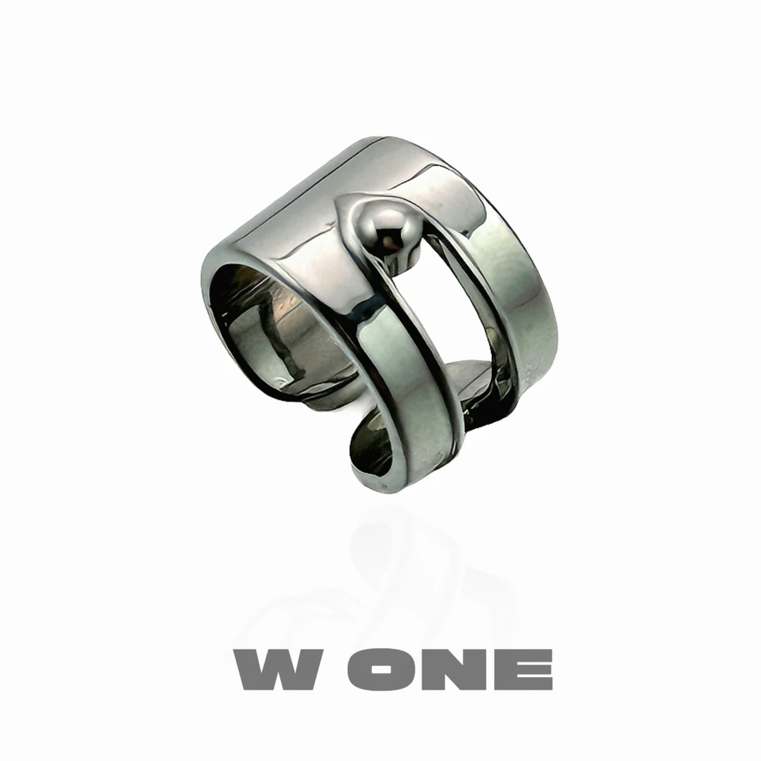铜合金戒指 【W. ONE】小众轻奢宽版镀金简约百搭开口戒指