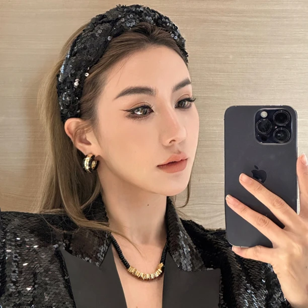 【王壹壹】原创设计亮片手工编织发箍