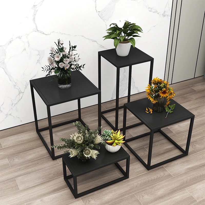 简约铁艺置物架定制底座打印机架服装店展示架花架客厅落地鱼缸架