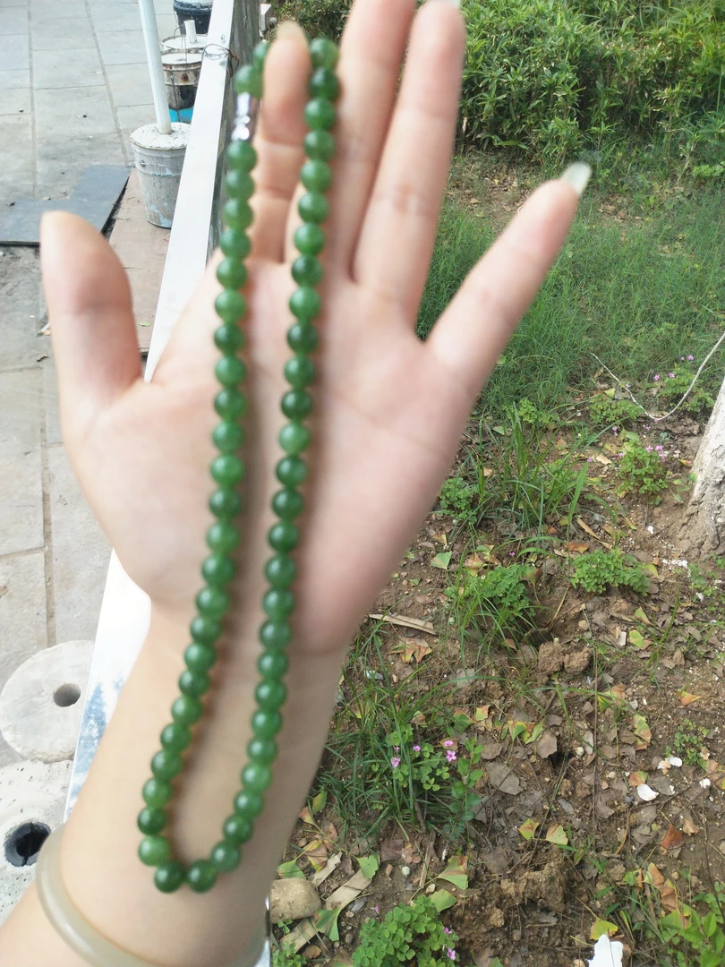 新疆天然和田玉碧玉项链