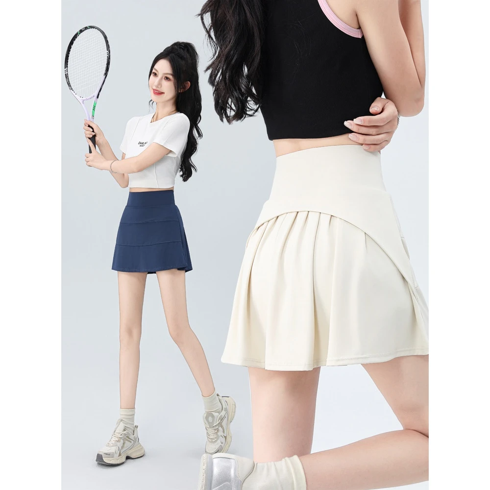 高腰运动短裙女五分裤网球裙瑜伽服半身裙白色裙子夏防走光羽毛球