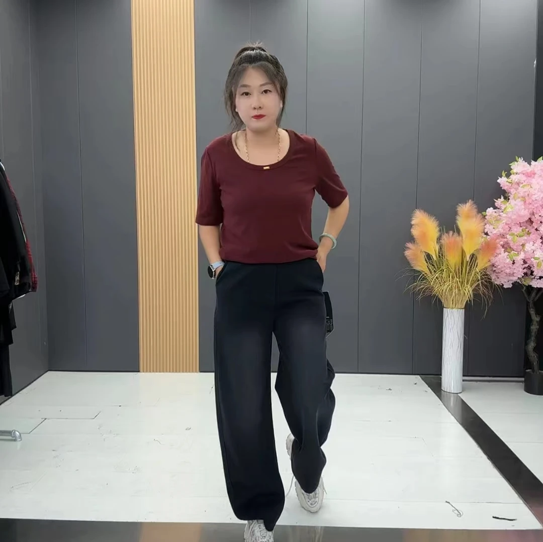 DA946时尚休闲洋气重工水洗牛仔弯刀裤