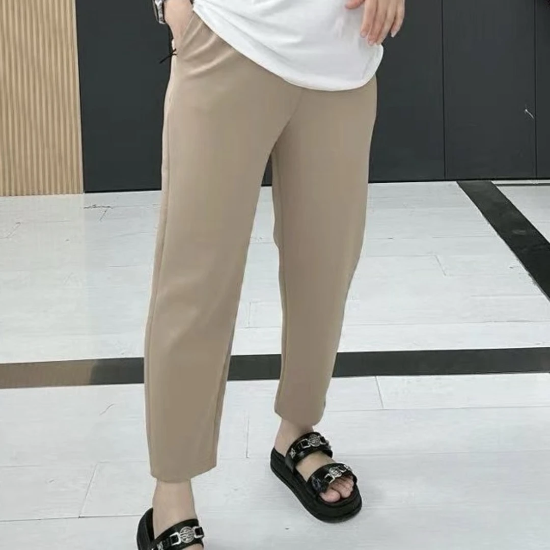 2188早秋大码休闲净版纯色显瘦休闲裤