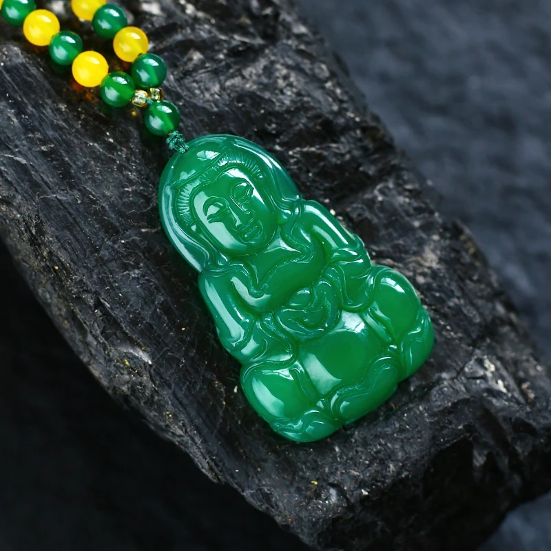 【柏嘉珠宝】精美玉石气质玉髓观音吊坠【附证书和礼盒】（JD003141)