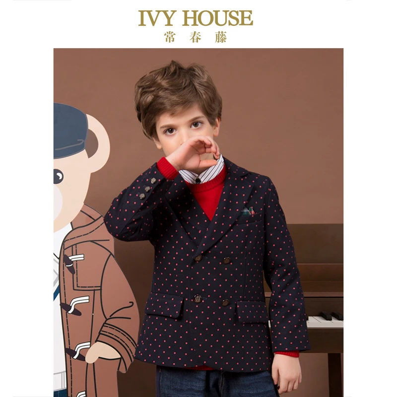 IVY HOUSE常春藤童装男童秋冬新款 双排扣学院风绅士西装外套西服