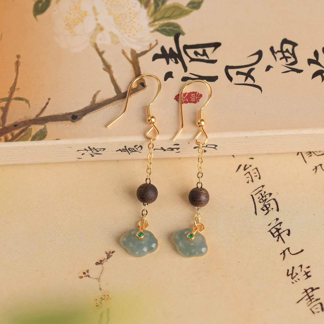 沉香耳环-沉水富森红土耳环/耳坠挂钩款S