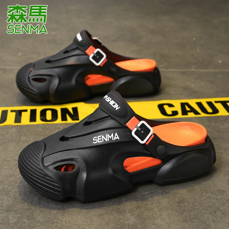 森马洞洞鞋男夏季2025新款开车两用防滑外穿休闲厚底运动沙滩拖鞋