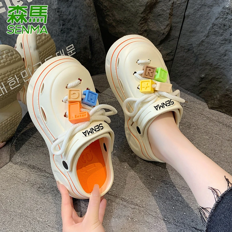 森马踩屎感拖鞋包头凉拖鞋女夏外穿2025新款小个子增高洞洞鞋凉鞋