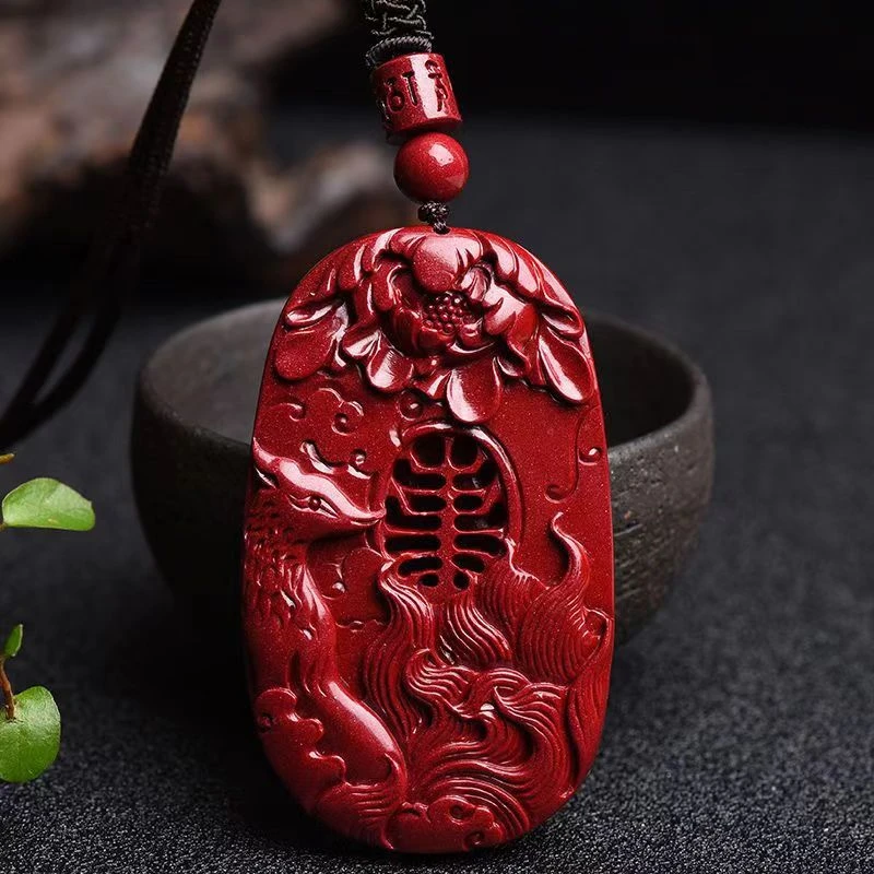 含辰砂工艺品朱砂狐狸吊坠紫金砂九尾狐项坠男款挂件百搭简约手工