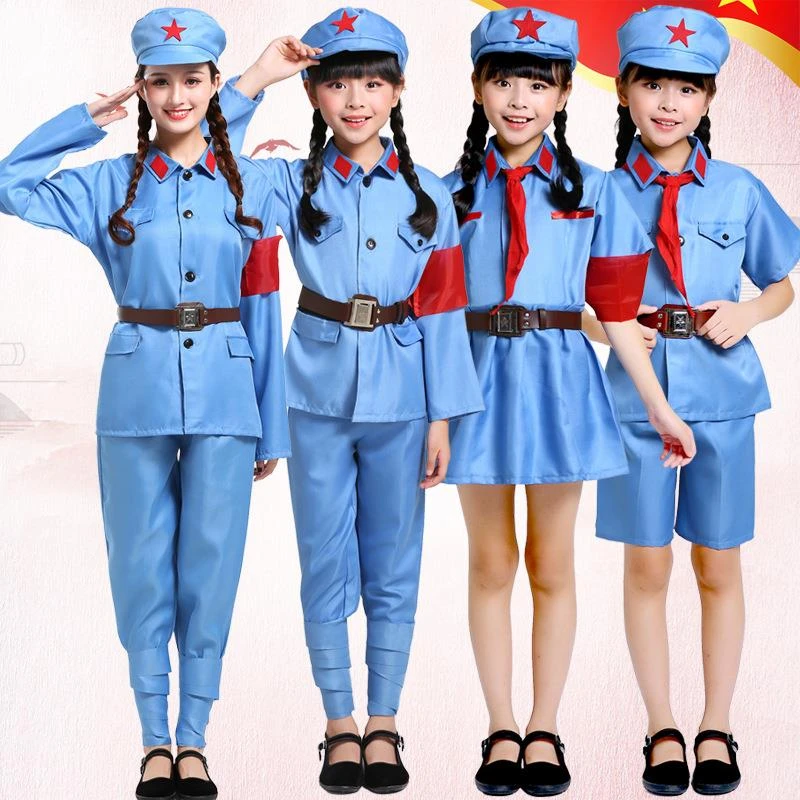 小红军演出服儿童成人八路军新四军雷锋合唱红星闪闪长征表演服装