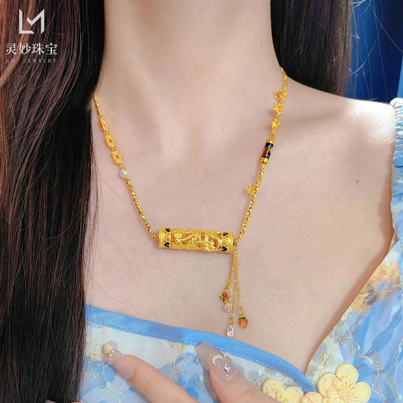 烧蓝古法花丝万花筒吊坠项链毛衣炼复古好运连连送女友礼