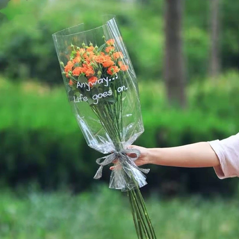 【微花宝】新款防水英文玻璃纸高透明玻璃纸鲜花花束包花玻璃纸