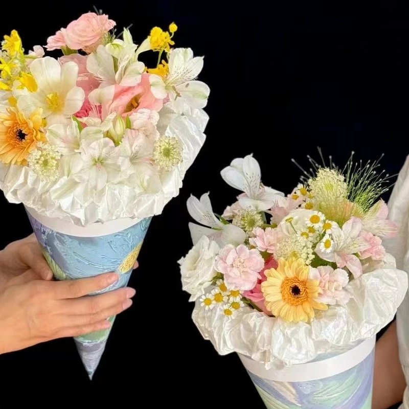 【抖花】网红款冰淇凌甜筒鲜花店花束diy造型夏季网红花束冰激凌