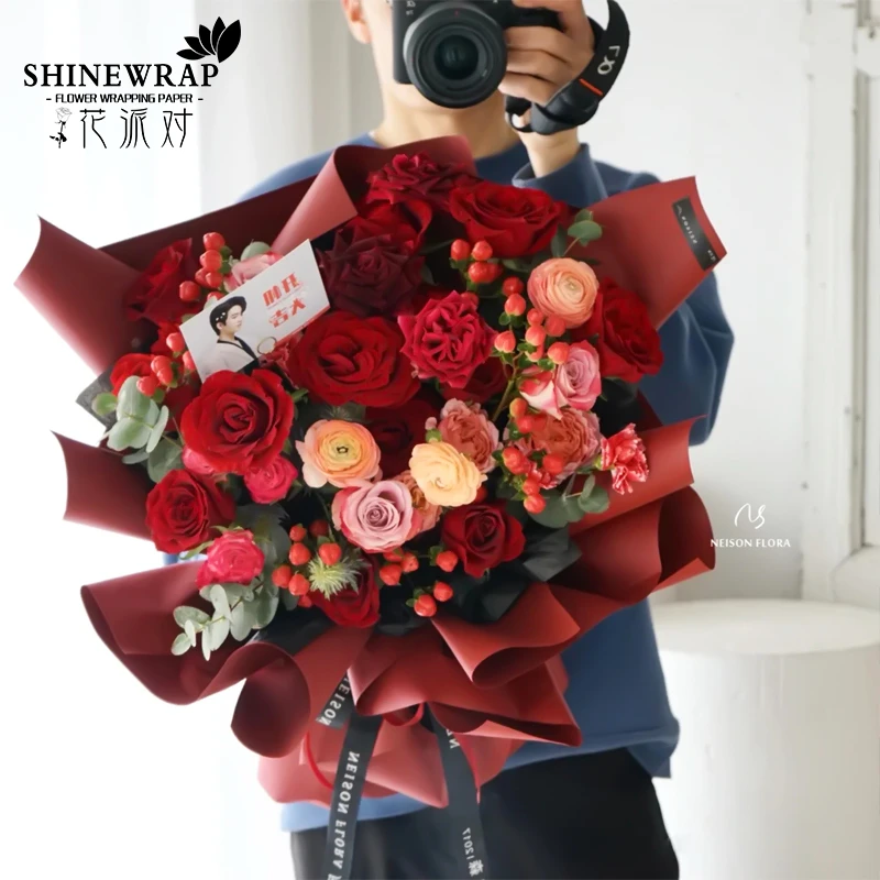 【抖花】花派对马卡龙纯色卡地亚纸素清风加厚8丝鲜花店花束花艺