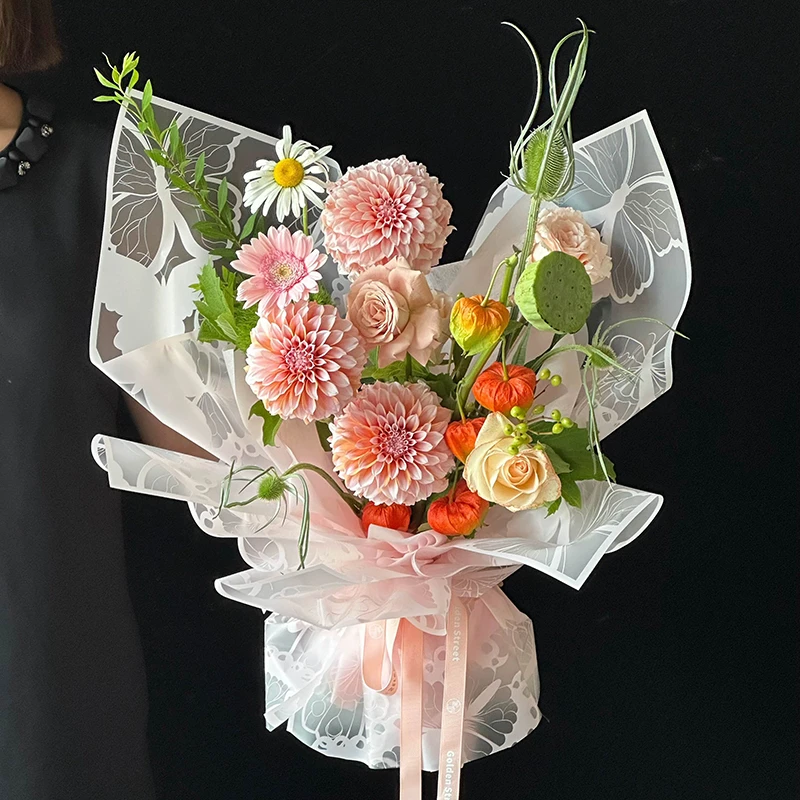 蝶之恋蝴蝶雾面纸花束包装纸防水加厚雾面纸玻璃纸花艺花束包装纸