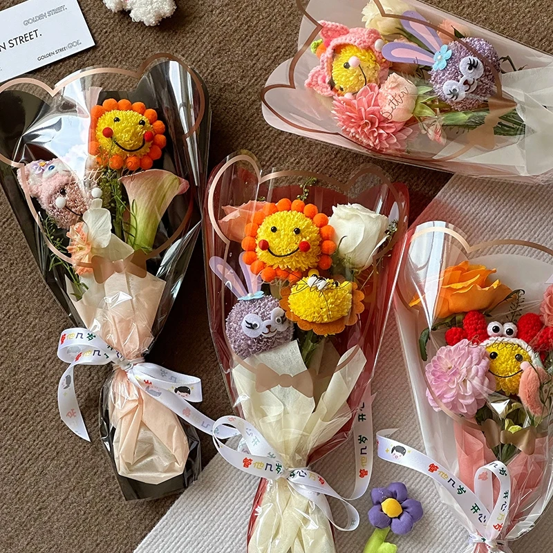 【微花宝】新款泰迪熊立体多支袋鲜花店花束多支袋网红款节日鲜花