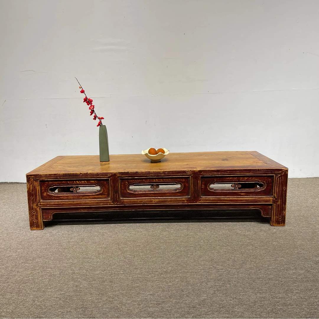 编号12197，海棠圈口炕桌一件，山东，榆木，清中