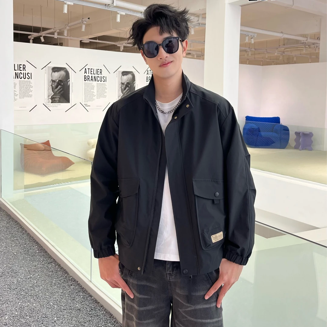 HG【春装上新】2024春款工装外套宽松立领潮流百搭休闲夹克201