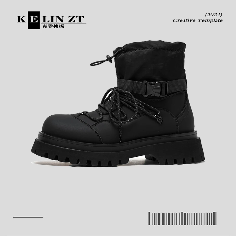 KELIN ZT户外登山工装靴子厚底马丁靴男款高帮增高靴子中帮伞兵靴