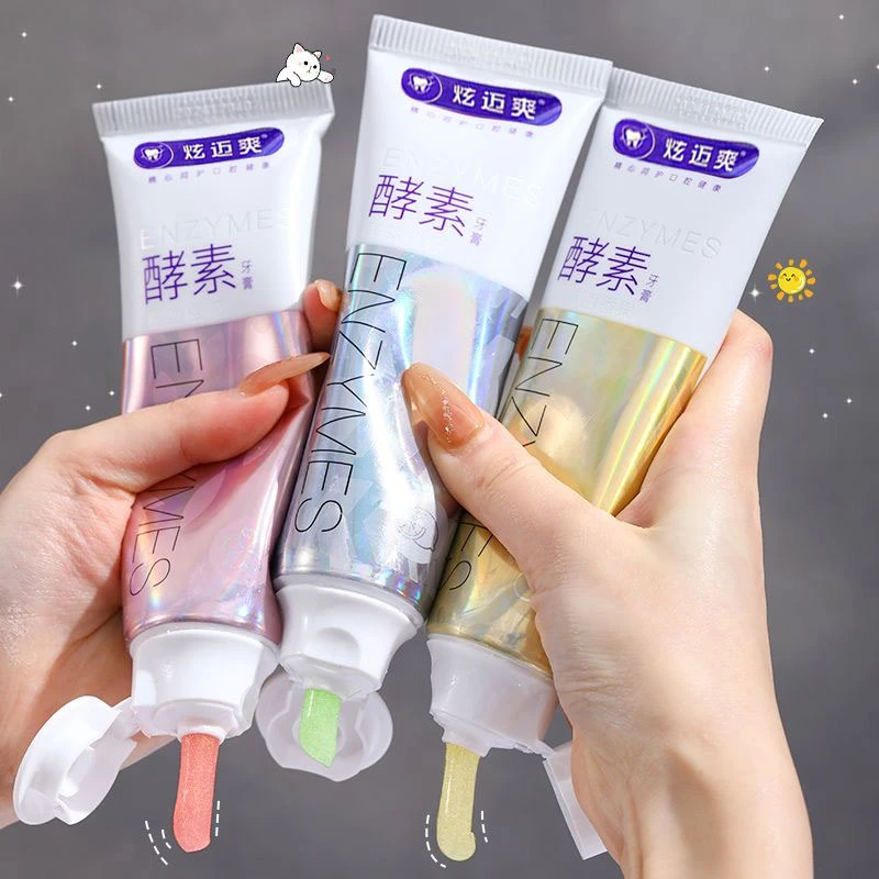炫迈爽酵素牙膏清新口气清洁牙齿去去渍家庭装护龈百香果味去黄渍