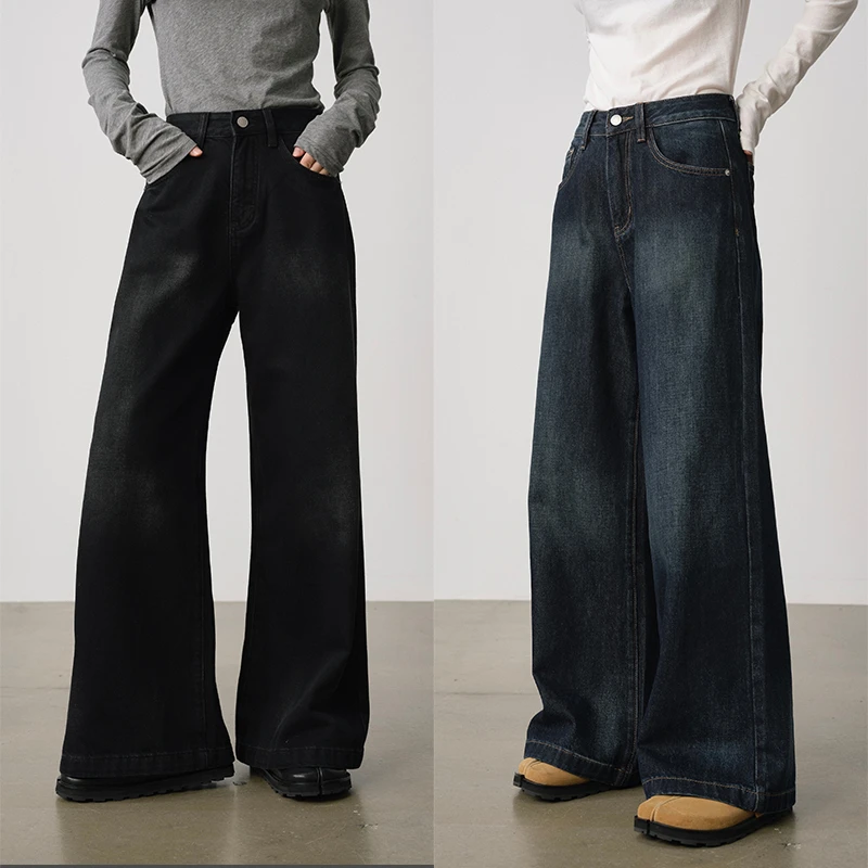 UMILAB【斑驳】高品质棉混纺 VTG重工水洗藏肉直筒牛仔裤BP1205W