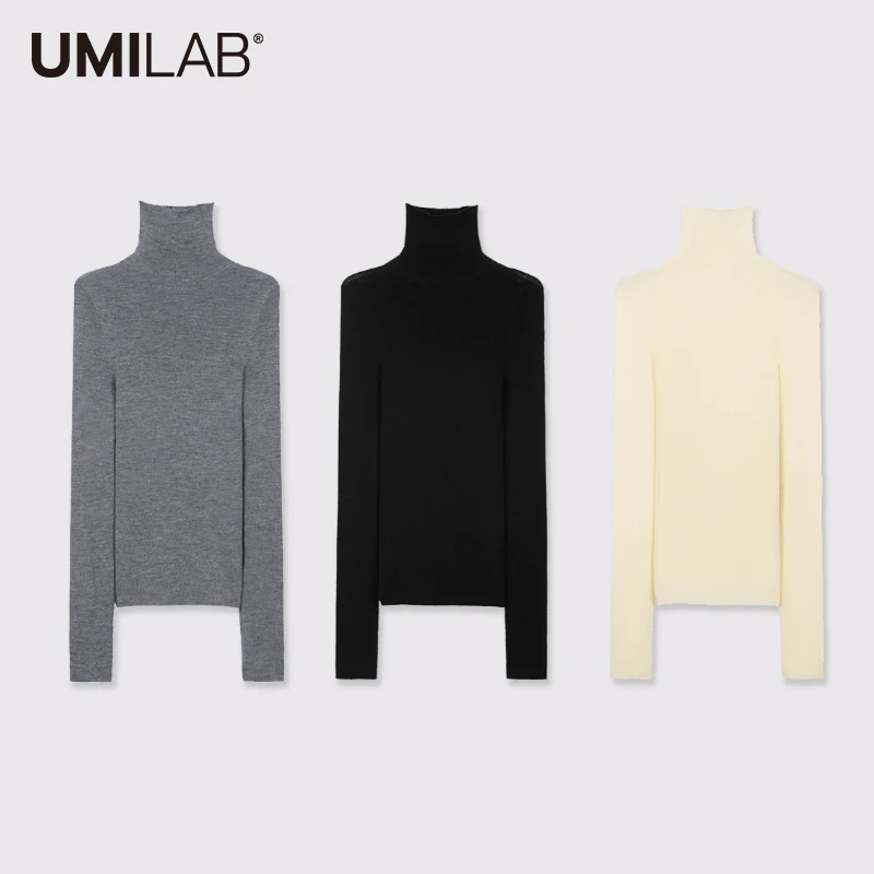 UMILAB黑标镇店升级德国扬子可机洗羊毛岛精无缝高领针织衫BM706H