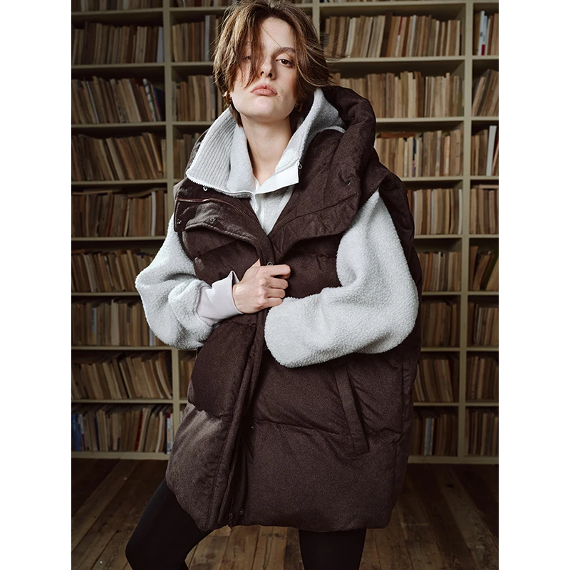 UMILAB【苍山】90白鸭绒填充 绵羊毛混纺微绒感廓形羽绒马甲F306W