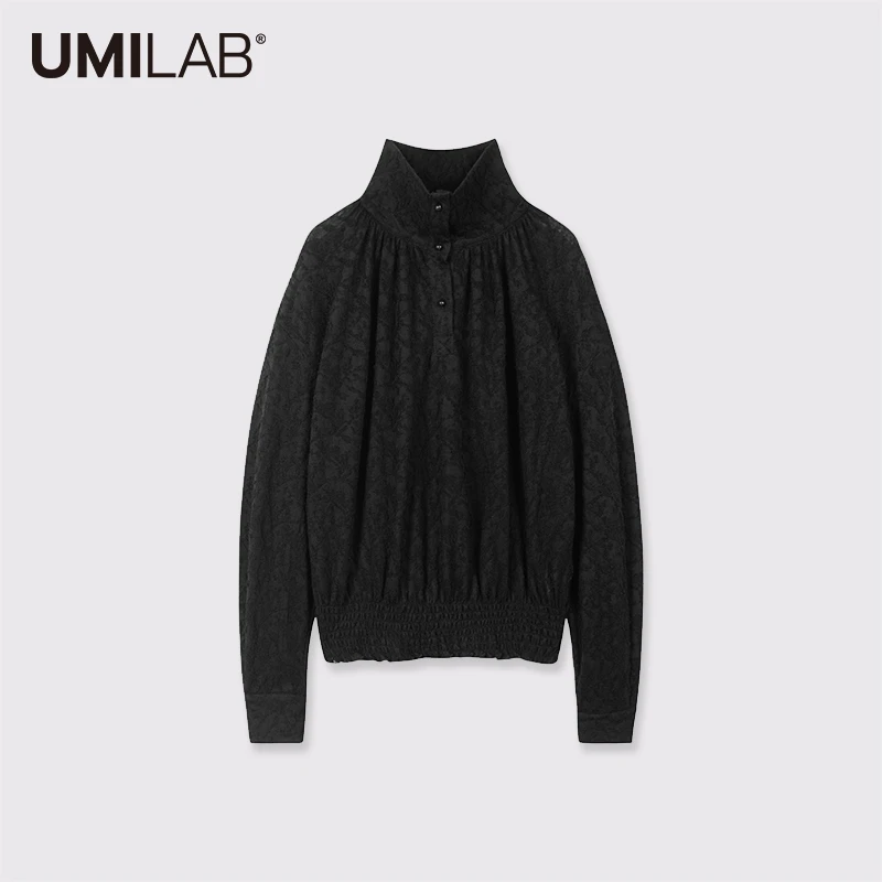 UMILAB【挪威森林】立体提花羊毛蕾丝肌理感暗黑微透针织衫H1108L