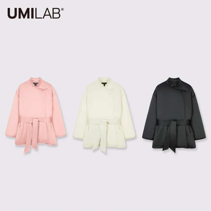 UMILAB【牡丹亭】高密鎏光缎面+90白鹅绒新中式收腰羽绒服FA297H