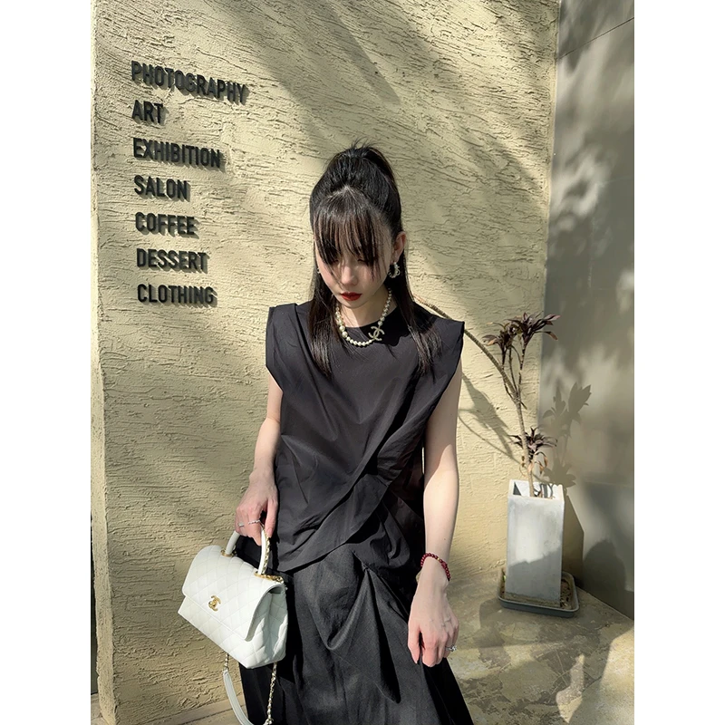 UMILAB【年终福利/不退换】重工褶皱立体裁剪暗黑无袖上衣BH1075N