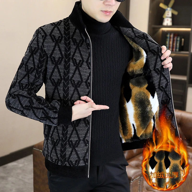 外套上衣男士男装夹克潮流加绒加厚修身保暖帅气韩版立领
