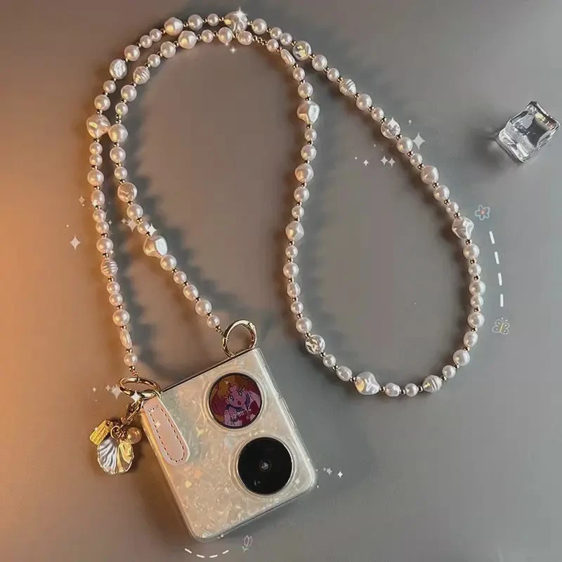 适用华为pocket2手机壳新款个性贝壳纹斜挎折叠屏全包防摔保护壳