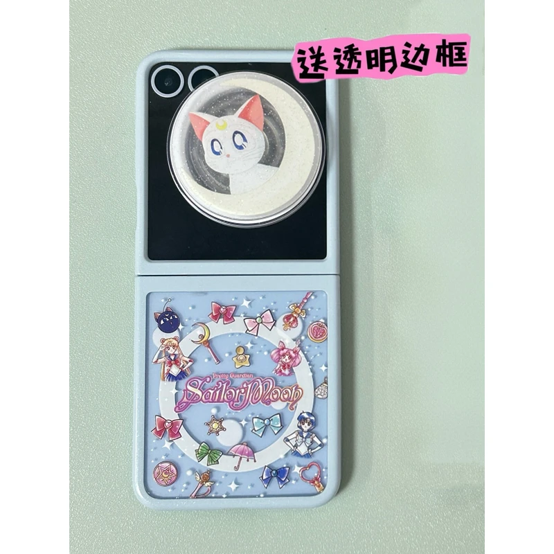 美战三星折叠手机磁吸壳可爱支架适用GalaxyZFlip3/4/5/6代手机壳