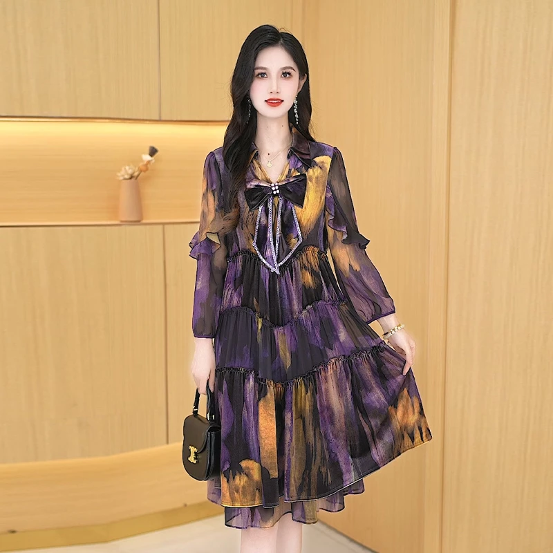 【连衣裙】秋季轻奢时尚修身高贵气质显瘦减龄小个子长袖女装连衣裙