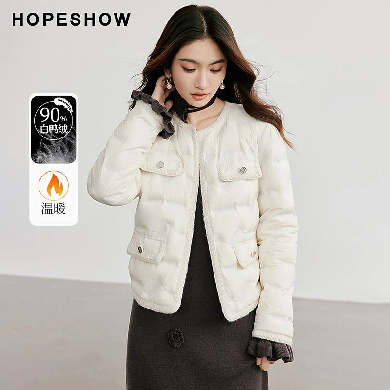 红袖冬季2024新款女装 香风直冲箱型圆领轻薄型羽绒90124310901