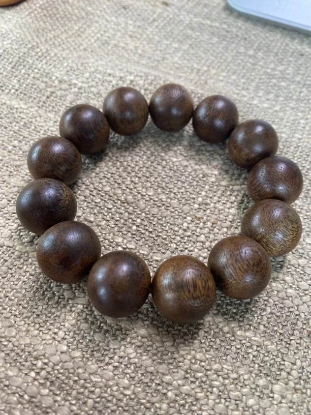 沉香马泥涝野料17圆珠手串保40克