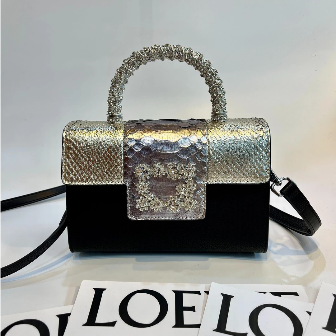 2024秋冬爆款手提斜挎牛皮蛇纹包  A-061半蛇