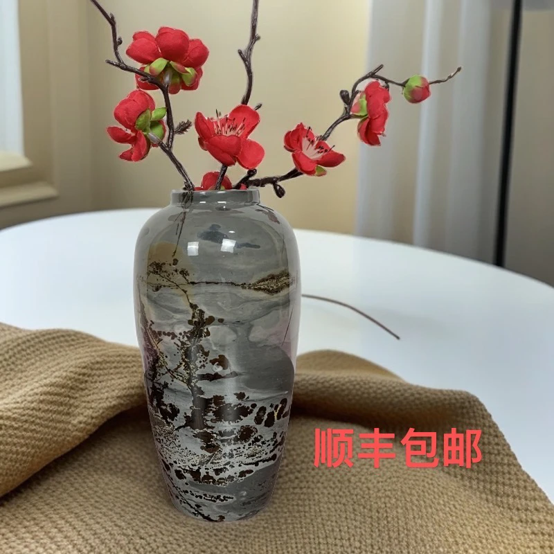 内有多款可选广西天然国画石草花石加高款将军罐五福瓶花瓶