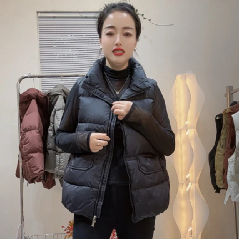 2025年冬季新款羽绒服女短款立领马甲时尚百搭显瘦坎肩背心