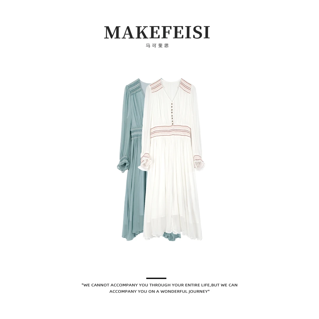 马可斐思【清风玉露】法式浪漫重工气质刺绣连衣裙LYQ_S258