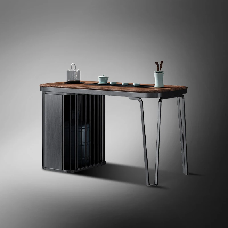 生月堂胡桃木实木原木新中式极简家用简约阳台客厅办公桌泡茶桌