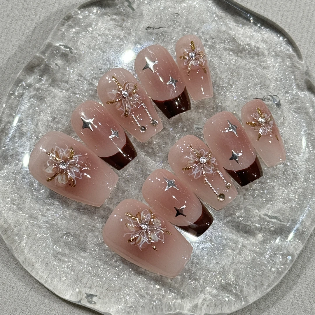 『星河花园』短梯立体花朵纯手工穿戴甲