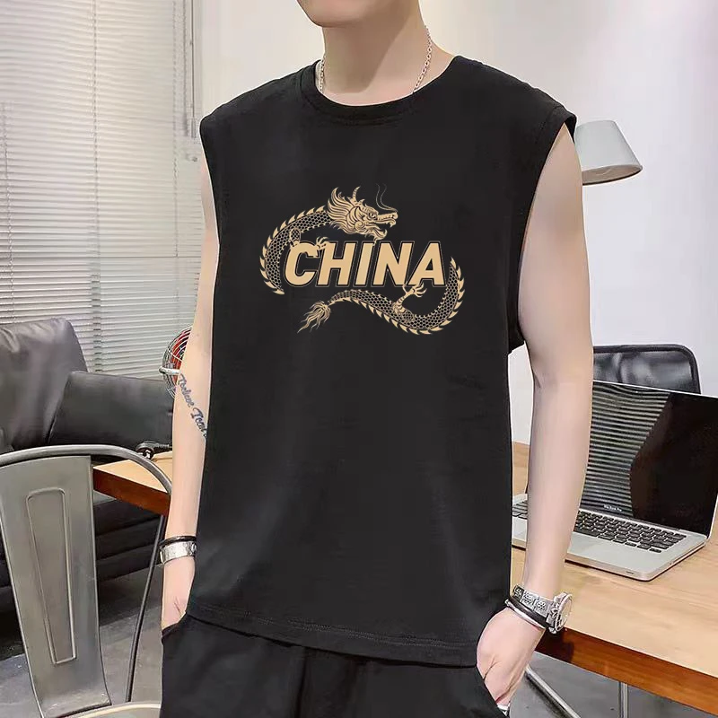 100%纯棉男士背心休闲运动大码宽松健身无袖t恤夏季透气速干汗衫