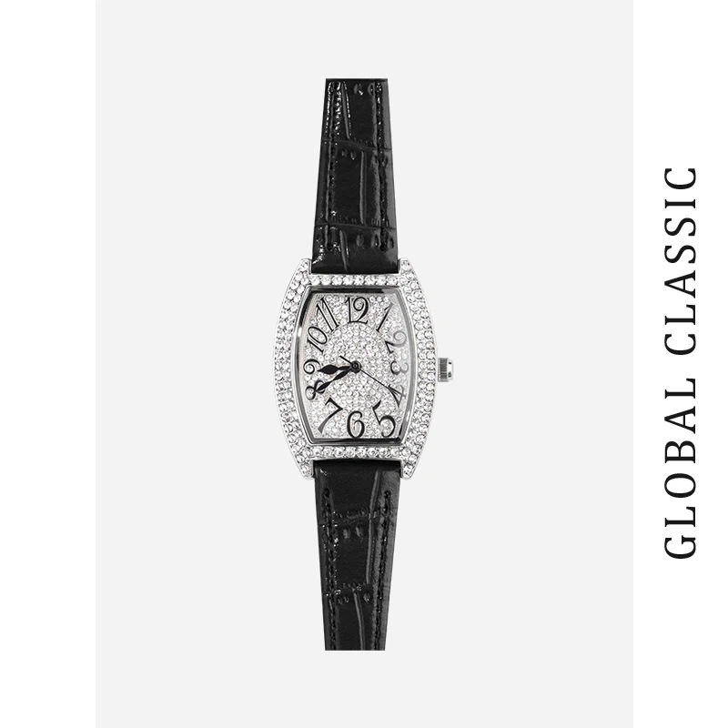 GLOBAL CLASSIC【专柜正品】满天星酒桶形轻奢时尚石英女表百搭满钻