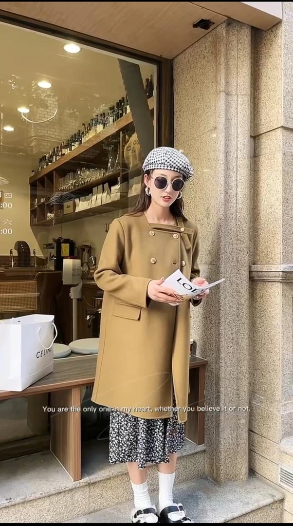 2024秋冬新款双面羊毛大衣韩版时尚百搭显瘦羊毛呢外套2366