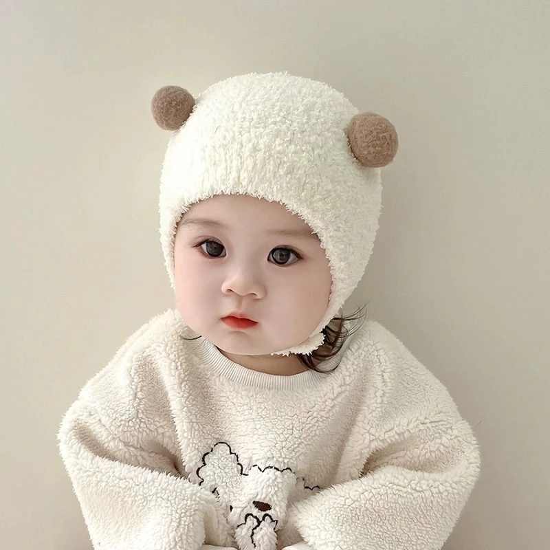 婴儿帽子秋冬季包头帽可爱超萌男女宝宝毛绒帽婴幼儿秋冬季护耳帽