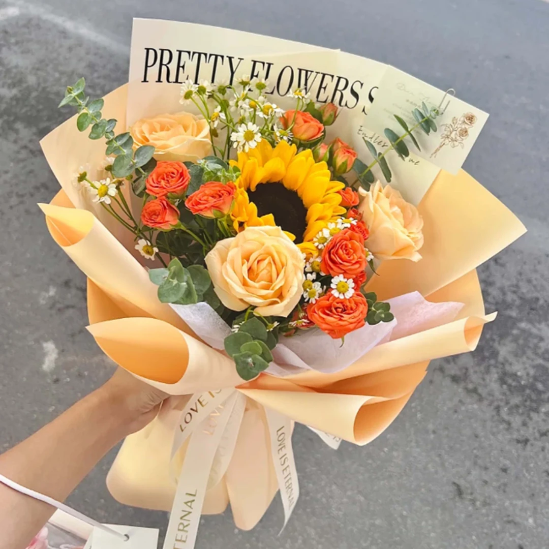 冬日【精致优雅】1枝向日葵3朵香槟玫瑰鲜花小花束送同学送老师生日惊喜送花上门小时达同城送